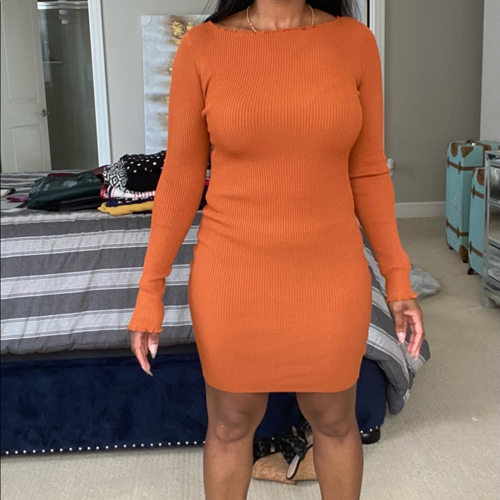 Silence + noise long sleeve fitted dress